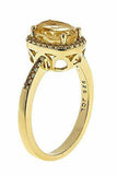 Technibond 14K Yellow Gold On Citrine and White Topaz Gemstone Halo Ring Size 5 - Yellow Gold
