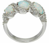 1/4 Ct Diamonique and Lab Opal Band Swirl Ladies 14K Gold On Sterling Ring 6 Qvc