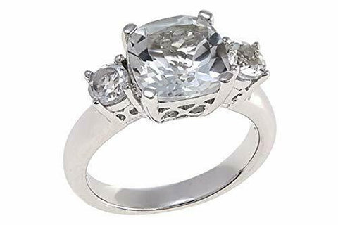 Colleen Lopez 14K Gold Over 3.57cttw Cushion-Cut & Round White Topaz Ring Size 5