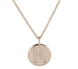 QVC Bronzo Italia Crystal Initial Round Pendant with 18" Rolo Link Chain