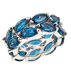 HSN Colleen Lopez London Blue Topaz Sterling Silver 2-Row Band Ring Size 5