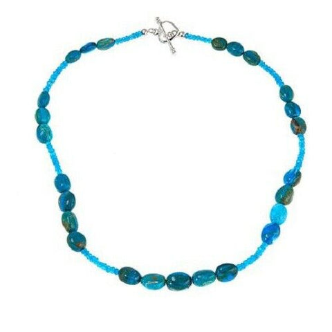 Colleen Lopez Opalina and Neon Blue Apatite 19" Sterling Silver Necklace
