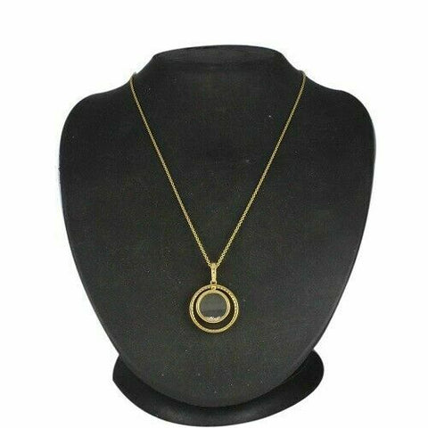 HSN 14K Gold On Sterling Simulated Diamond Circle Pendant 18" Necklace