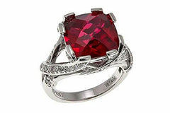 Absolute 14K Gold On Sterling Zirconia Created Ruby Bypass Swirl HSN Ring 6