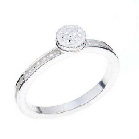HSN Sevilla Silver Round Diamond-Pressed Ring Size 8