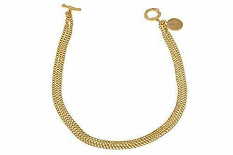 14K Yellow Gold Over Bellezza 100 Lira Coin 3-Row Curb Necklace - Yellow Gold