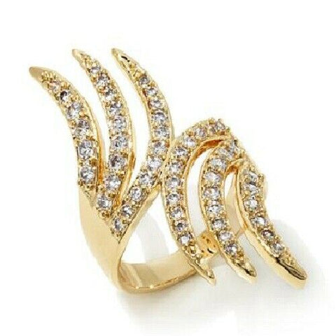 HSN Roberto by RFM Round Clear Crystal Wing Ring Size 5.25