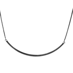 QVC Silver Style Sterling Silver Polished Curved Bar Necklace