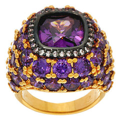 QVC The Elizabeth Taylor 12 ct Simulated Amethyst Cluster Ring Size 5