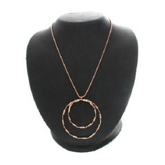 QVC Rose Tone Double Circle Pendant With Adjustable Chain 16" Necklace