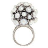 QVC Honora Cultured Freshwater Pearl Stainless Steel Cluster Ring Size 5