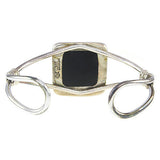 HSN Square Blue Gemstone Small Cuff Bracelet 14K White Gold Over Silver - White Gold