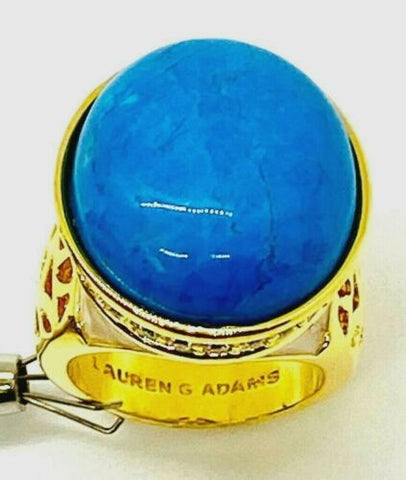 QVC Lauren G Adams Goldtone Blue Magnesite Ring SZ-10