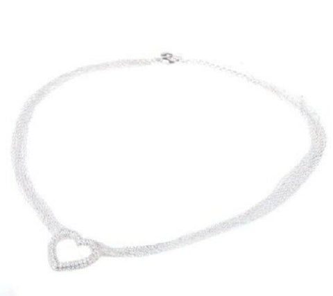 QVC Diamonique Sterling 1.05 ct tw Heart Necklace w/Multi-chain