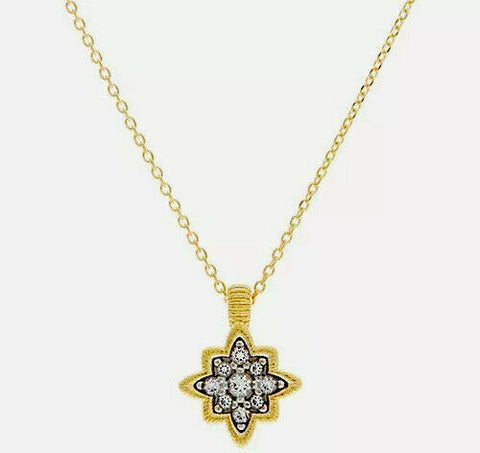 Genesi 18K Yellow Gold On 0.10 CTTw White Topaz Star Pendant with 18" Chain - Yellow Gold