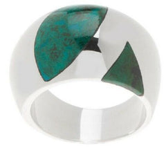 QVC Novica Sterling Inlay Chrysocolla Domed Band Ring Size 7