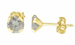 0.40 CTTW 10K Solid Yellow Gold Round Cut White Moissanite Stud Earrings