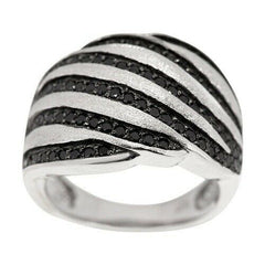 QVC Vicenza Sterling Silver 0.80 Ct Round Black Spinel Swirl Ring Size 6