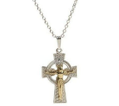 QVC Sterling Silver Celtic Cross Crucifix with Free White Bible Box