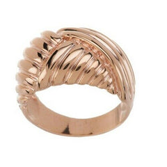 QVC Bronzo Italia by Polished Ribbed Crossover Design Ring Size 9