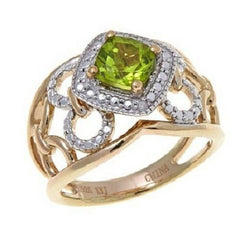 HSN Technibond 0.88ct Peridot & Diamond-Accented Solitaire Ring Size 7