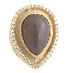 QVC Rivka Friedman Bold Pear Shape Gemstone Cabochon Ring Size 6