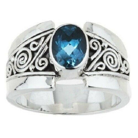 QVC Artisan Crafted London Blue Topaz Sterling 1.00 ct Ring Size 6