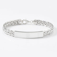 QVC Silver Style Sterling 11.5g Wheat Chain ID Station Bracelet