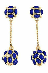 Kenneth Jay Lane Cabochon Ball Navy Blue Clip-On Dangle Earring