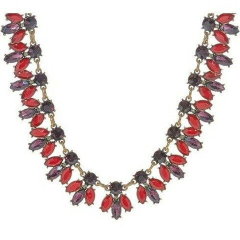 QVC Joan Rivers Red Glass Beads Collar 18" Necklace