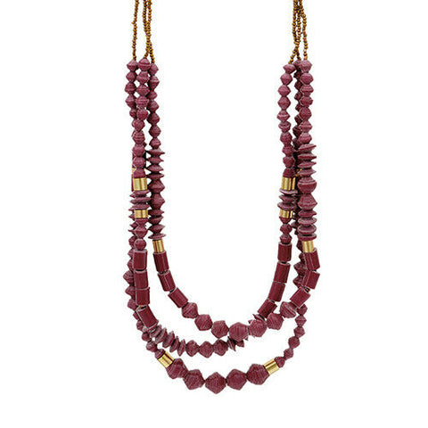 QVC 31 Bits Triple Strand Brown Beaded Sedona Strands Necklace