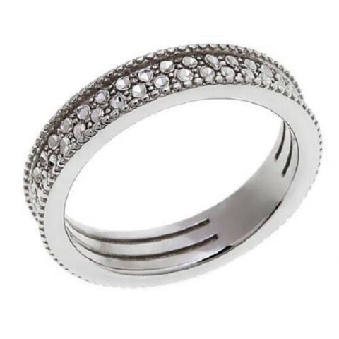 HSN Sevilla Silver Ring Diamond Pressed Eternity Band Size 5