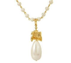 KJL Bold Simulated Pearl Enhancer with Chain 26" Necklace