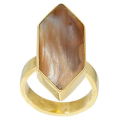 QVC Soko Goldtone Cow Horn Trapezoid Ring Size 5
