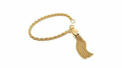 Bellezza 18K Yellow Gold On Rope Link Tassel Bracelet 7-1/2" HSN
