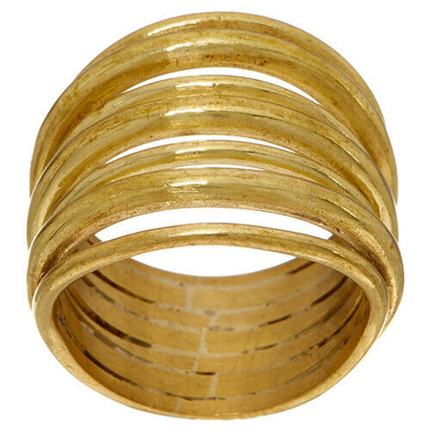 QVC Soko Goldtone Multi Layered Strand Ring Size 5