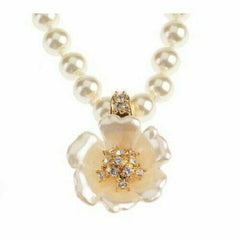 QVC Nolan Millers Simulated Pearl Goldtone Flower Enhancer Necklace