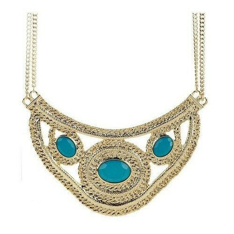 Wendy Williams Oval Shape Blue Turquoise Crescents 17" Necklace