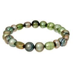 QVC Honora Forest Green Cultured Freshwater Pearl Stretch Bracelet