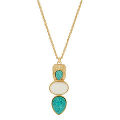 QVC Samantha Wills 'Here Comes the Sun' Blue Calcite Bold Pendant Chain Necklace