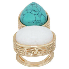 QVC Samantha Wills 'Here Comes the Sun' Blue Calcite Bold Two Stone Ring Size 5