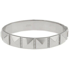 QVC Steel by Design Stainless Steel Crystal Pyramid Station Oval Bracelet