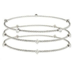 QVC Steel by Design Stainless Steel Set of 3 Cable Average Bracelets