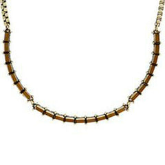 LOGO Links by Lori Goldstein Antiqued Goldtone Baguette Bead Collar Necklace