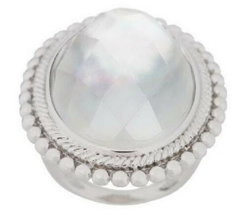 QVC Honora Mother-of-Pearl Oval Faceted Doublet Sterling Ring