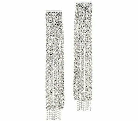 The Nicole - Sparkly Fringe Silver Tone Drop Earrings QVC