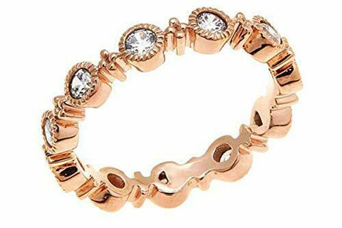 Leslie Greene Cubic Zirconia Orsay 14K Rose Gold Over Wedding Band Ring Size 7 - Rose Gold
