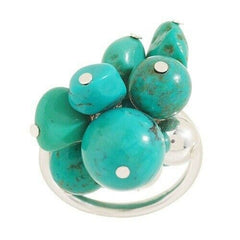 QVC Turquoise Bead Sterling Stretch Size Small Ring
