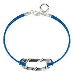 QVC Peter Thomas Roth Sterling Ribbon & Blue Leather Reed Bracelet
