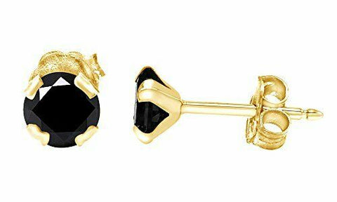 0.40 Ct Diamond Labgrown Moissonite 10K Solid Gold Black Stud Earrings